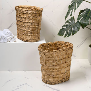 Barkora Rustic Farmhouse Handwoven Water Hyacinth 4.5-Gallon Tapered Oval Wicker Watebasket