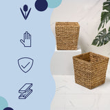 Logoria Coastal Farmhouse Handwoven Water Hyacinth 4.8-Gallon Tapered Square Wicker Watebasket