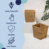 Logoria Coastal Farmhouse Handwoven Water Hyacinth 4.8-Gallon Tapered Square Wicker Watebasket