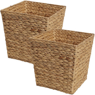 Logoria Coastal Farmhouse Handwoven Water Hyacinth 4.8-Gallon Tapered Square Wicker Watebasket