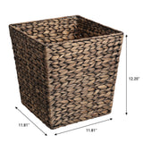 Logoria Coastal Farmhouse Handwoven Water Hyacinth 4.8-Gallon Tapered Square Wicker Watebasket