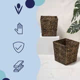 Logoria Coastal Farmhouse Handwoven Water Hyacinth 4.8-Gallon Tapered Square Wicker Watebasket