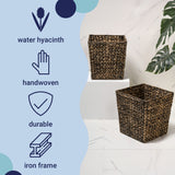 Logoria Coastal Farmhouse Handwoven Water Hyacinth 4.8-Gallon Tapered Square Wicker Watebasket