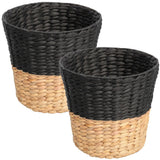 Granivox Contemporary Bohemian Two-Tone Handwoven Water Hyacinth 3.1-Gallon Tapered Round Wicker Watebasket