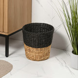 Granivox Contemporary Bohemian Two-Tone Handwoven Water Hyacinth 3.1-Gallon Tapered Round Wicker Watebasket