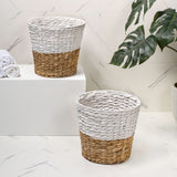 Granivox Contemporary Bohemian Two-Tone Handwoven Water Hyacinth 3.1-Gallon Tapered Round Wicker Watebasket