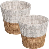 Granivox Contemporary Bohemian Two-Tone Handwoven Water Hyacinth 3.1-Gallon Tapered Round Wicker Watebasket