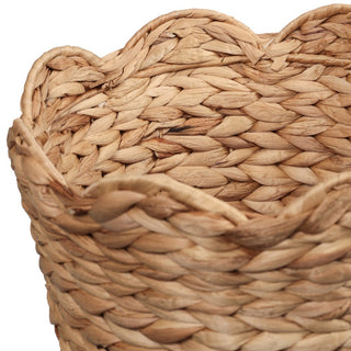 Loka Bohemian Farmhouse Handwoven Water Hyacinth Scalloped Edge Nesting Baskets