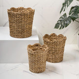 Loka Bohemian Farmhouse Handwoven Water Hyacinth Scalloped Edge Nesting Baskets