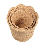 Loka Bohemian Farmhouse Handwoven Water Hyacinth Scalloped Edge Nesting Baskets