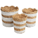 Loka Bohemian Farmhouse Handwoven Water Hyacinth Scalloped Edge Nesting Baskets