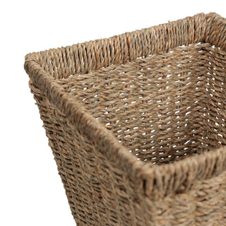 Cliffora Rustic Bohemian Handwoven Seagrass 2.3-Gallon Tapered Square Wicker Watebasket