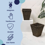 Cliffora Rustic Bohemian Handwoven Seagrass 2.3-Gallon Tapered Square Wicker Watebasket