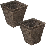 Cliffora Rustic Bohemian Handwoven Seagrass 2.3-Gallon Tapered Square Wicker Watebasket
