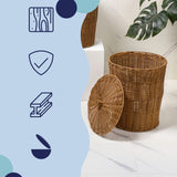 Valarock Coastal Contemporary Resin 4.7-Gallon Tapered Round Wicker Watebasket with Lid