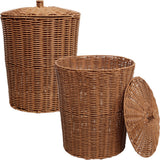 Valarock Coastal Contemporary Resin 4.7-Gallon Tapered Round Wicker Watebasket with Lid