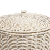 Valarock Coastal Contemporary Resin 4.7-Gallon Tapered Round Wicker Watebasket with Lid