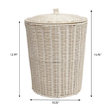 Valarock Coastal Contemporary Resin 4.7-Gallon Tapered Round Wicker Watebasket with Lid