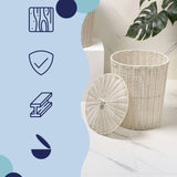 Valarock Coastal Contemporary Resin 4.7-Gallon Tapered Round Wicker Watebasket with Lid