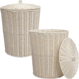 Valarock Coastal Contemporary Resin 4.7-Gallon Tapered Round Wicker Watebasket with Lid