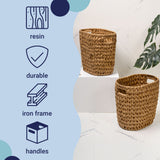 Aurelyn Contemporary Farmhouse Resin 4.5-Gallon Tapered Oval Wicker Watebasket with Handles