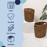 Aurelyn Contemporary Farmhouse Resin 4.5-Gallon Tapered Oval Wicker Watebasket with Handles