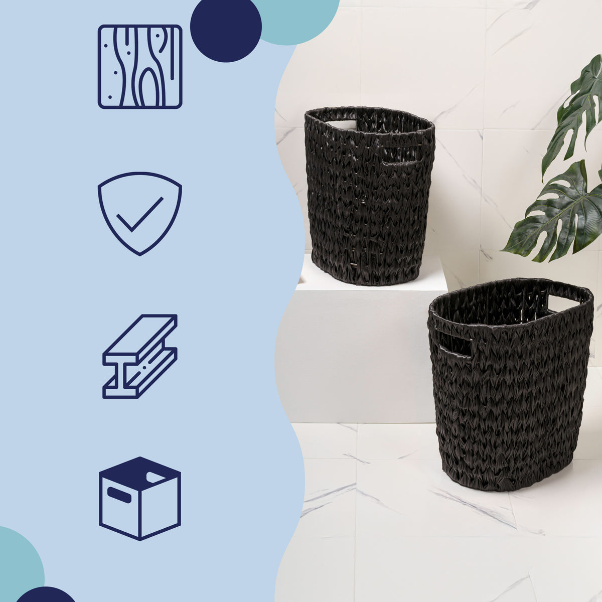 Aurelyn Contemporary Farmhouse Resin 4.5-Gallon Tapered Oval Wicker Watebasket with Handles