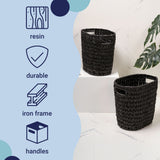 Aurelyn Contemporary Farmhouse Resin 4.5-Gallon Tapered Oval Wicker Watebasket with Handles