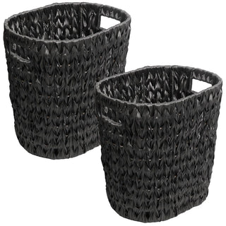 Aurelyn Contemporary Farmhouse Resin 4.5-Gallon Tapered Oval Wicker Watebasket with Handles