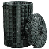 Solwyn Modern Bohemian Resin 2.9-Gallon Cylinder Wicker Watebasket with Scalloped Lid