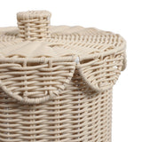 Solwyn Modern Bohemian Resin 2.9-Gallon Cylinder Wicker Watebasket with Scalloped Lid