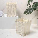 Lunaris Modern Farmhouse Resin 3.3-Gallon Tapered Square Wicker Watebasket with Scalloped Edge