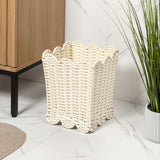 Lunaris Modern Farmhouse Resin 3.3-Gallon Tapered Square Wicker Watebasket with Scalloped Edge