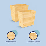 Willow Rustic Minimalist Handcrafted Bamboo 1.6-Gallon Tapered Stackable Rectangular Wastebasket