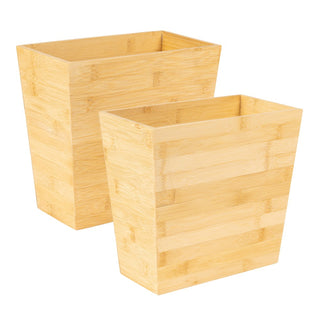 Willow Rustic Minimalist Handcrafted Bamboo 1.6-Gallon Tapered Stackable Rectangular Wastebasket