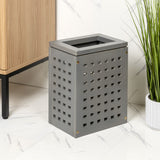 Junie Coastal Farmhouse Handcrafted Acacia Wood Indoor/Outdoor 2.7-Gallon Rectangular Grid Wastebasket