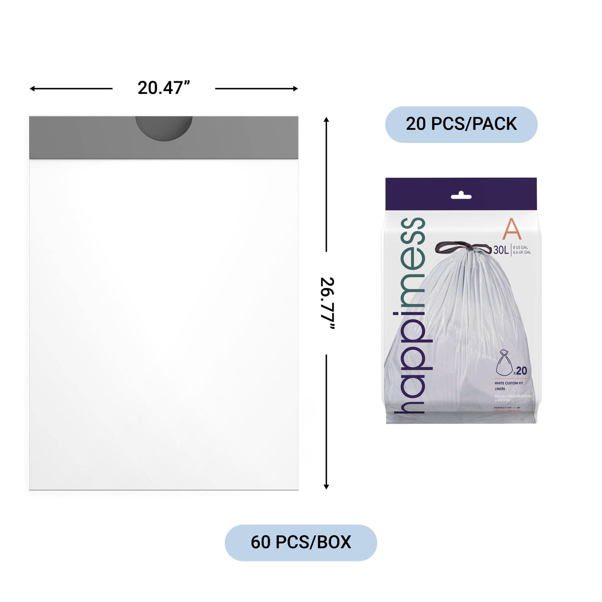 Drawstring Unscented Trash Can Liner