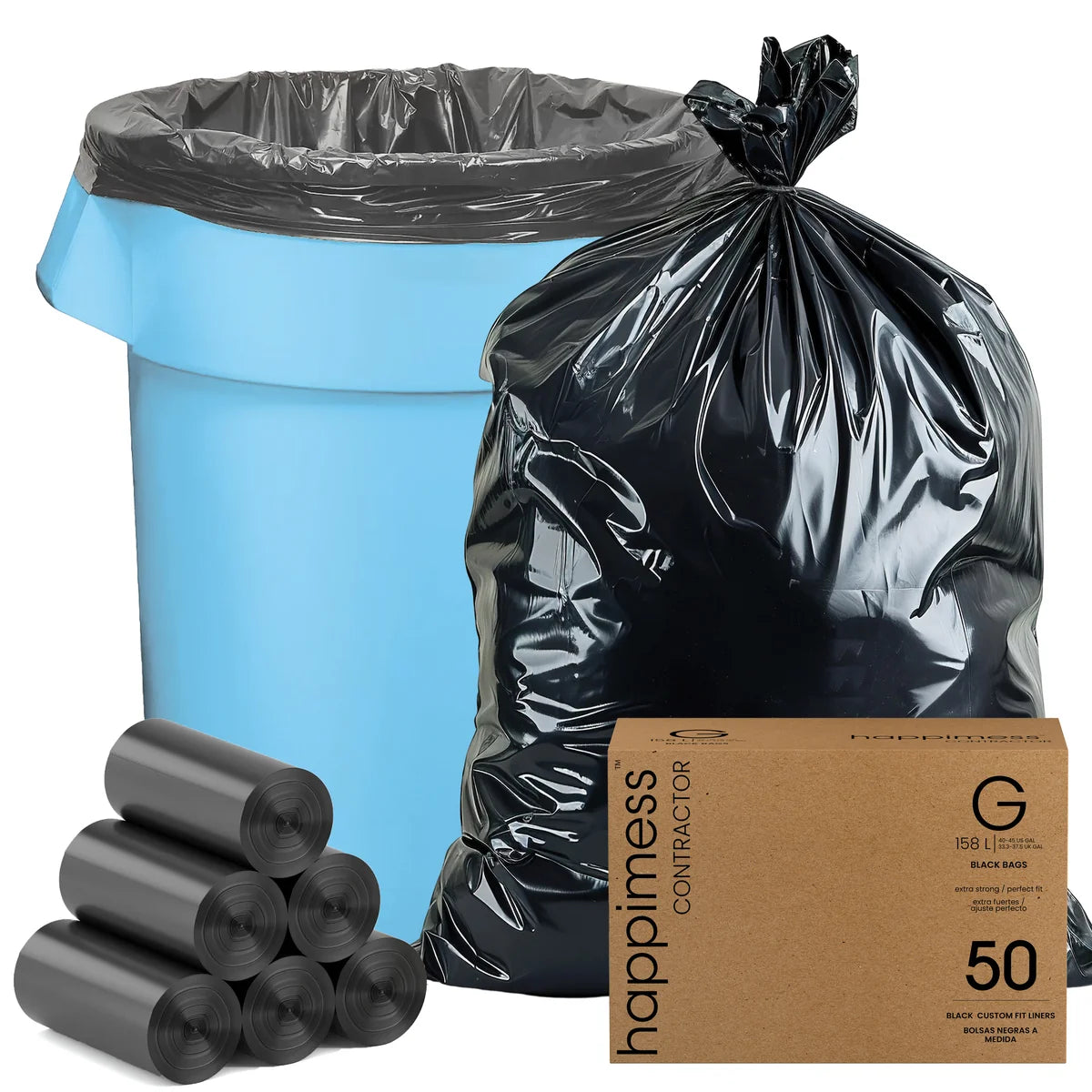 happimess 42-Gallon 3 Mil Heavy Duty Contractor Trash Bags
