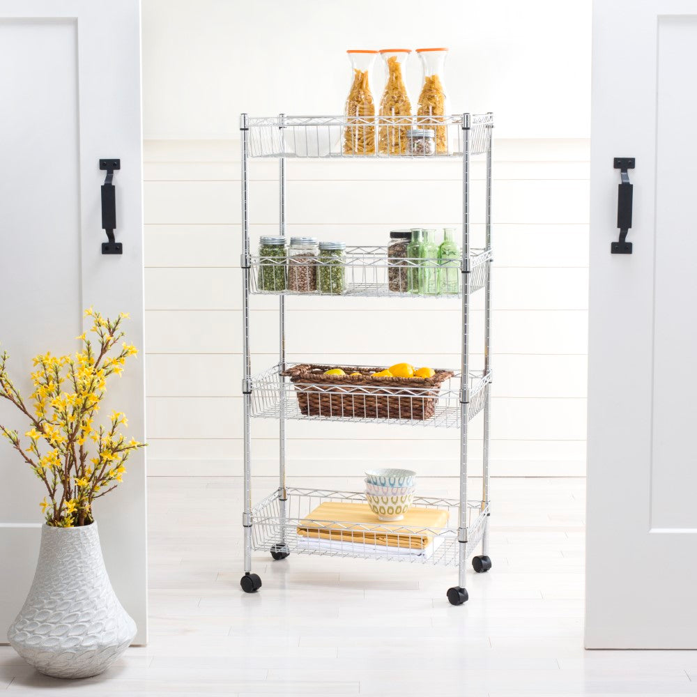 Meadow 4-Shelf 47" Basket Rack with Casters