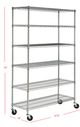 Peak 76" 6-Shelf Rolling Wire Rack