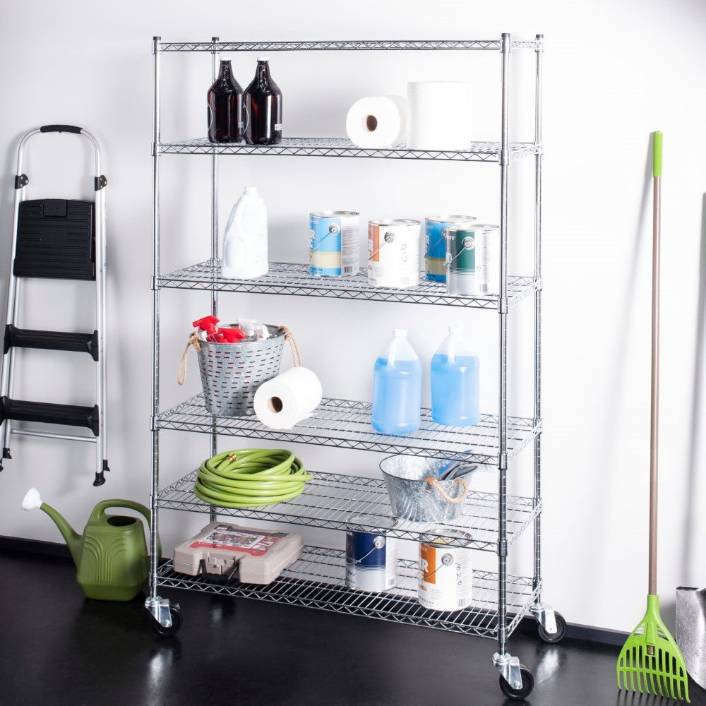 Peak 76" 6-Shelf Rolling Wire Rack