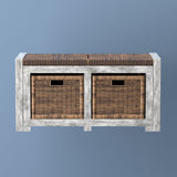 Paki 30" 2 Drawer Wicker Storage Bench