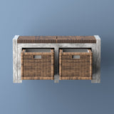 Paki 30" 2 Drawer Wicker Storage Bench