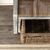 Rustic 43.3" 3 Drawer Wicker Storage Bench