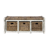 Rustic 43.3" 3 Drawer Wicker Storage Bench