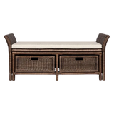 Tropic 52" 2 Drawer Wicker Storage Bench wih Linen Cushion
