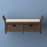 Tropic 52" 2 Drawer Wicker Storage Bench wih Linen Cushion
