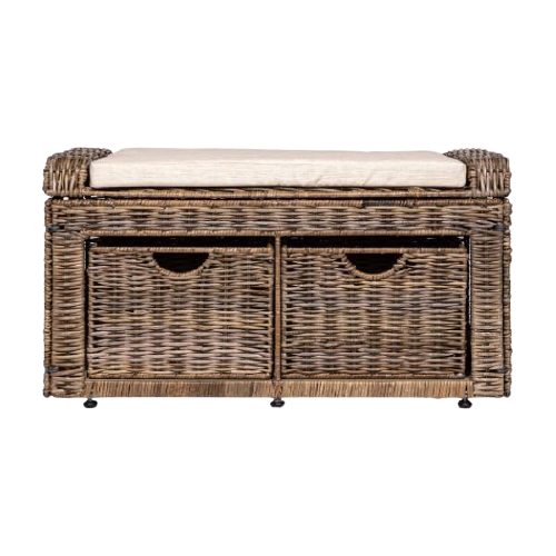 Palermo 34.50" 2 Drawer Wicker Storage Bench