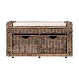 Palermo 34.50" 2 Drawer Wicker Storage Bench