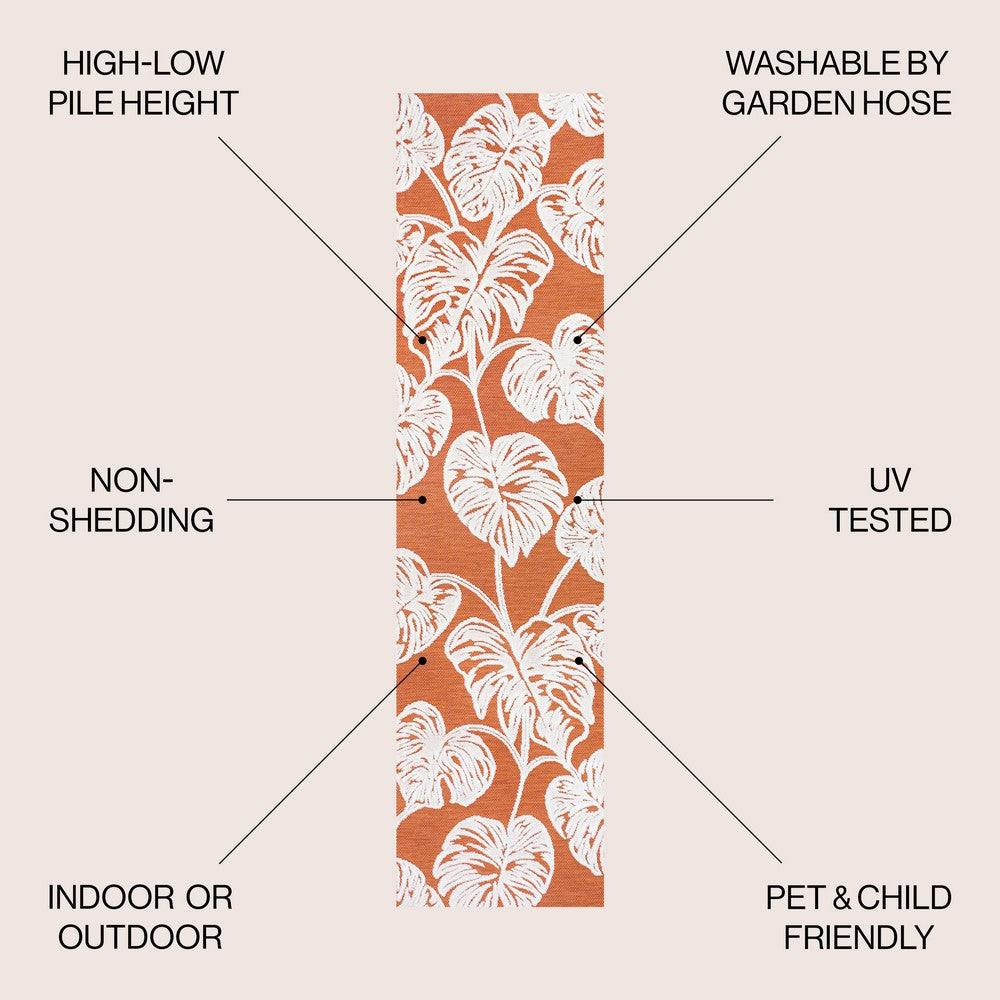 Livid High-Low Two-Tone Monstera Leaf Indoor/Outdoor Area Rug